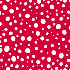 polka dots cream on bright red