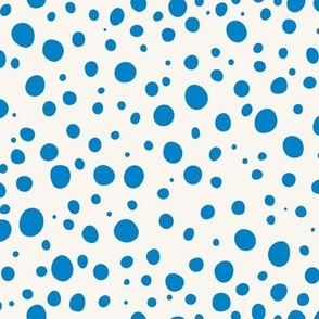 polka dots bright light blue on cream