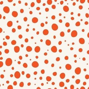 polka dots bright orange on cream