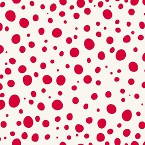 polka dots bright red on cream