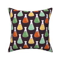 Retro Science Beakers - Red, Green, Yellow Potions on Textured Black