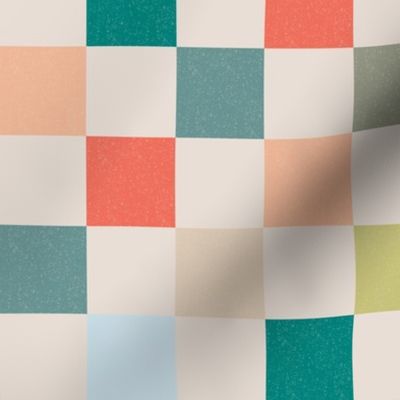 coastal chic colorful checks with hand printed texture