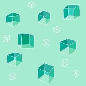 Crystal Cubes Whimsical Geometry (teal)
