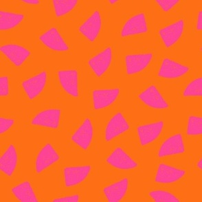 happy vibes abstract block print hot pink and orange shapes - tossed