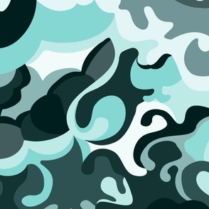 Psychedelic Swirls in Monochromatic Aruba Blue