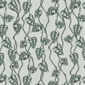 Neutral vintage green leaves, modern botanica