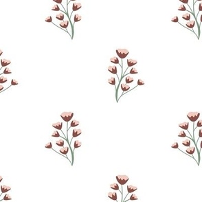 Light Pink Wildflowers on White