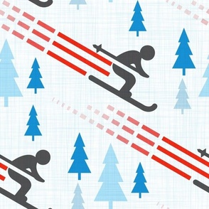 speedy skiers. with trees normal scale