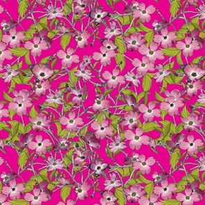 Dogwood - Fabric repeat - hot pink