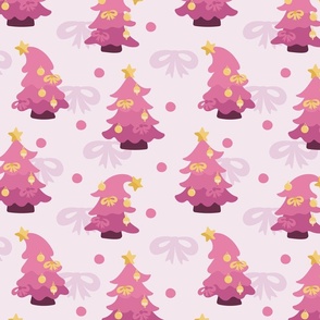 Pink Christmas Tree with Pink Bows