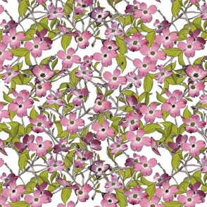 Dogwood - Fabric repeat - white