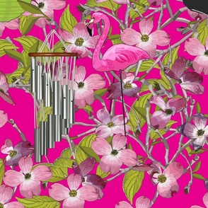 Dogwood decorations - Fabric repeat - hot pink