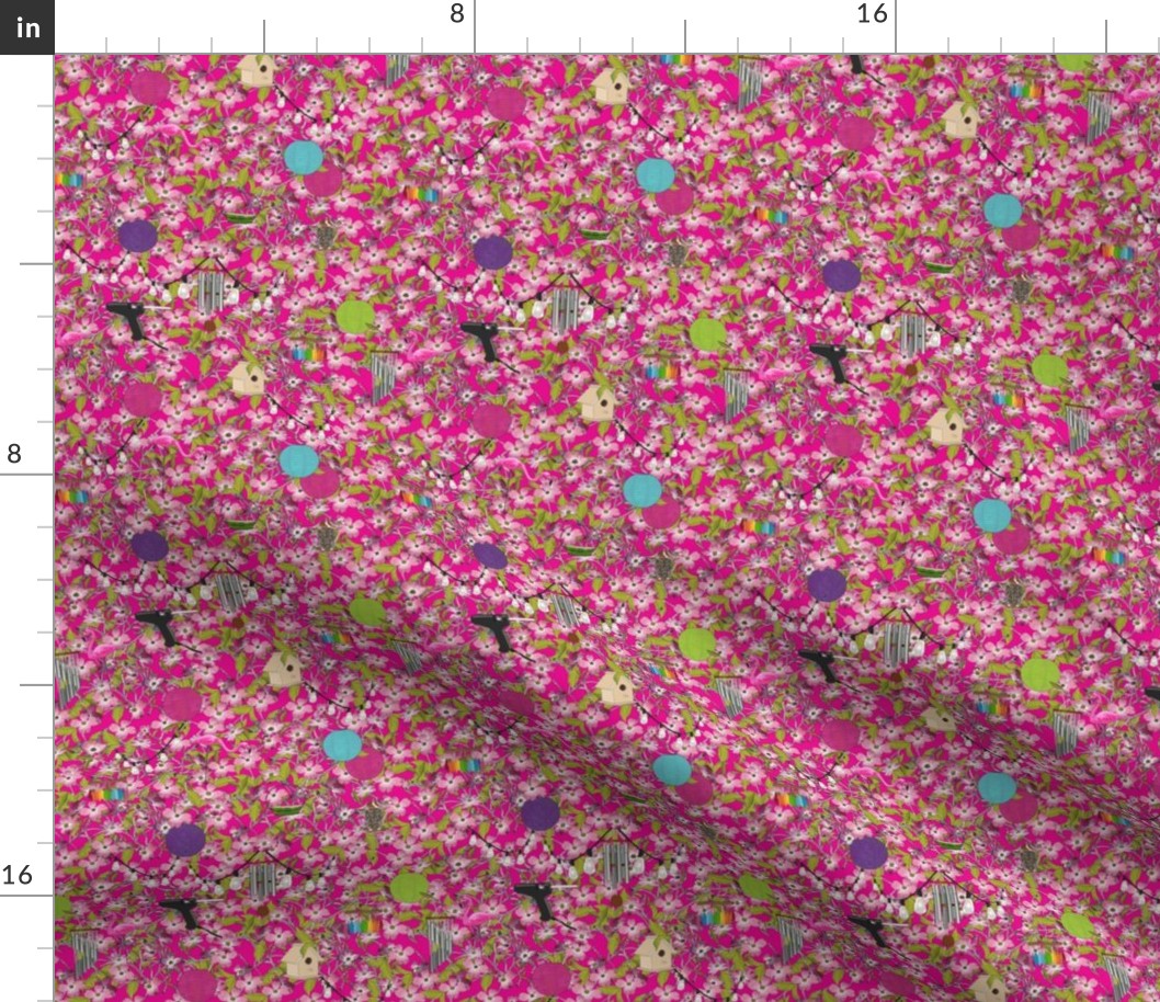 Dogwood decorations - Fabric repeat - hot pink - small