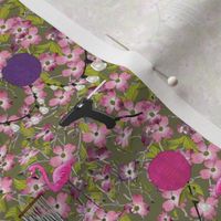 Dogwood decorations - Fabric repeat - moss - small
