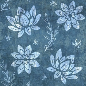 paper cut floral teal textured