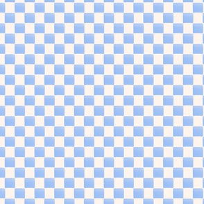 HAND PAINTED CHECKERBOARD SQUARES BLUE