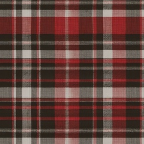 Large Distressed Rustic Dark Red Black Plaid Old Western Woodland Comfort Vintage Aged Fabric