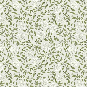 French Country Floral Green Medium scale 12''