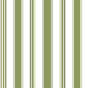 French Country Wide Stripes Green Large Scale 24''