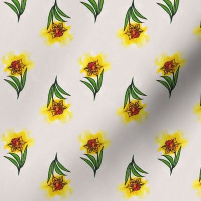 Daffodil Alternating Chequers  Sunny Daffodil Geometric Art Nouveau Design Collection