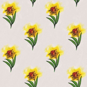 Daffodil Chequers  Sunny Daffodil Geometric Art Nouveau Design Collection