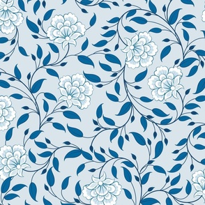 French Country Blue Floral Large scale 24''