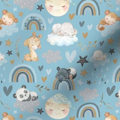 Small Scale Sleeping Animals Pale Blue