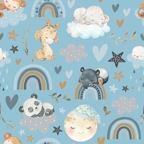 Small Scale Sleeping Animals Pale Blue