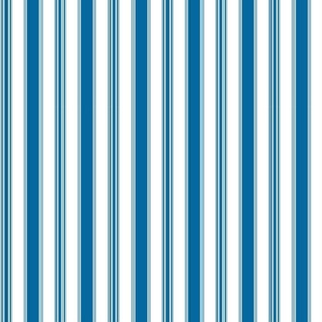 French Country Blue Wide Stripes Medium Scale 12''