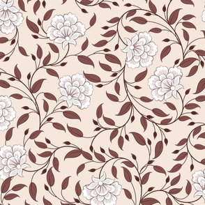 French Country Floral Brown Large scale 24''