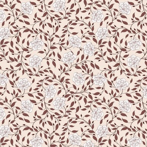 French Country Floral Brown Medium scale 12''