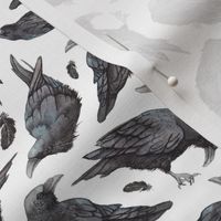 Watercolour black Hallowe'en autumn ravens