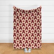 Geometric Buttercup  Flower in Red and Beige (Large Scale)