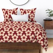 Geometric Buttercup  Flower in Red and Beige (Large Scale)