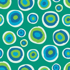 Tribal Circles Amazon Rain (Organic Blue Green Pattern)