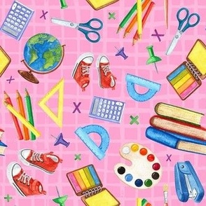 Medium Scale School Supplies on Pink
