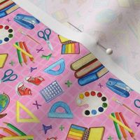 Small Scale School Supplies on Pink