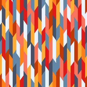 Colorful vertical stripes, warm red, orange and cold gray