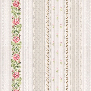 dainty floral stripe with roses 