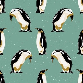 Preppy Penguins on Teal 