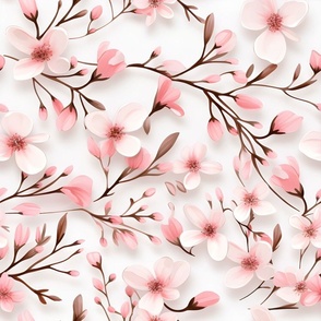 Pink Flowers on White 