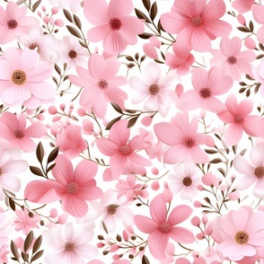 Pink Flowers on White