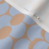 Funky groovy retro shapes - abstract circles waves and scales vintage pattern in duck egg blue on tan beige
