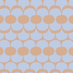 Funky groovy retro shapes - abstract circles waves and scales vintage pattern in duck egg blue on tan beige