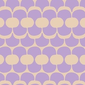 Funky groovy retro shapes - abstract circles and scales vintage pattern in tan beige lilac 