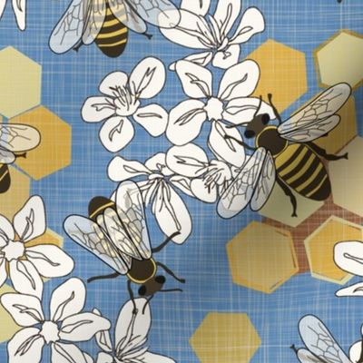 Save The Honey Bees - Large - BrightBlue