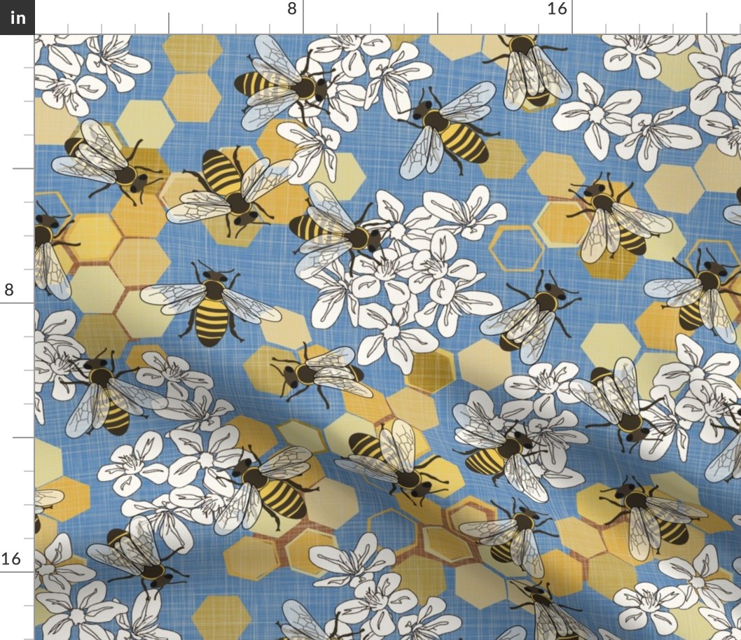 Save The Honey Bees - Large - BrightBlue