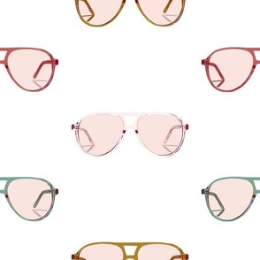 Rose Colored Lenses Multicolored Aviator Sunglasses Large Scale