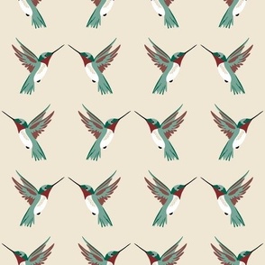 Harmonious Hummingbirds on Ivory