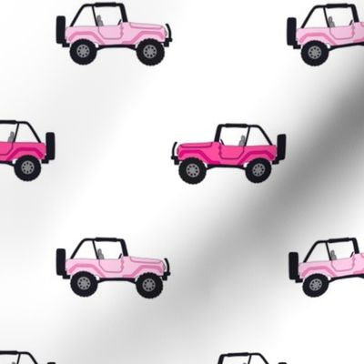 BarbieCon Pink Vintage Jeep Wrangler on White
